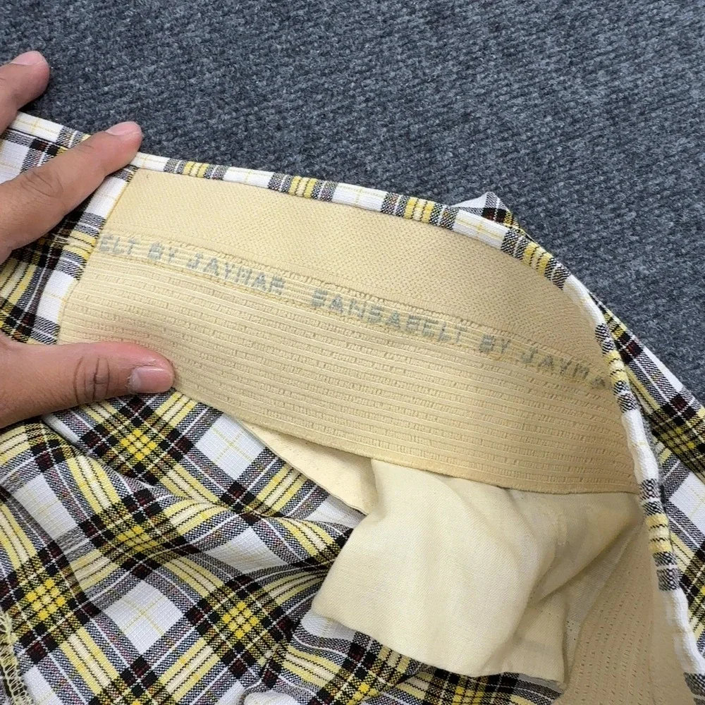 Vintage Jaymar Slacks Mens 40 Yellow Plaid Sansabelt Retro 70s Dress Pants Style